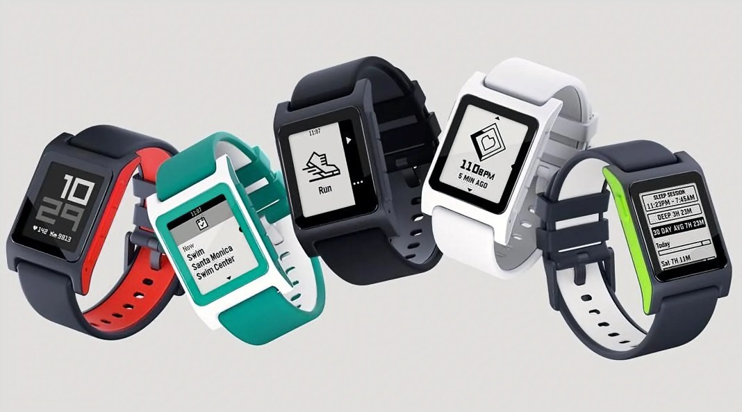 pebble smart watches in a range of colours