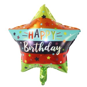 18'' Star Shape Happy Birthday Foil Balloon with Helium