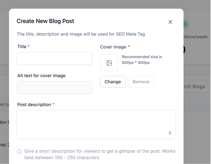 create a blog post screenshot