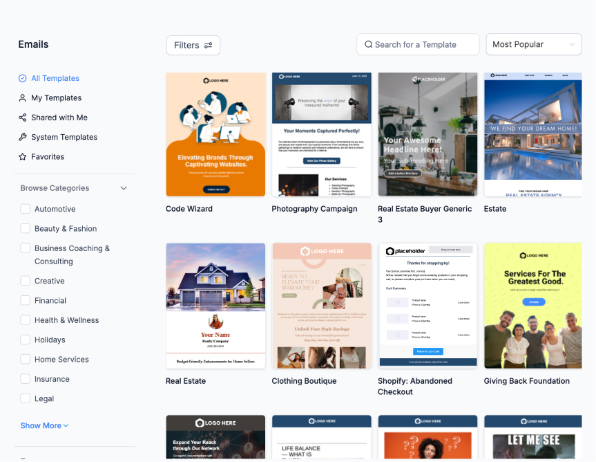 email campaign template library