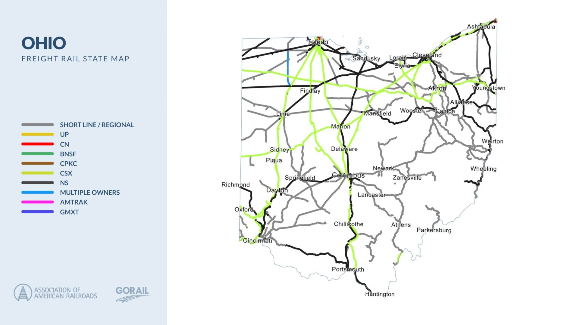 Freight Rail Map Gorail Freight Rail State Map Ohio 