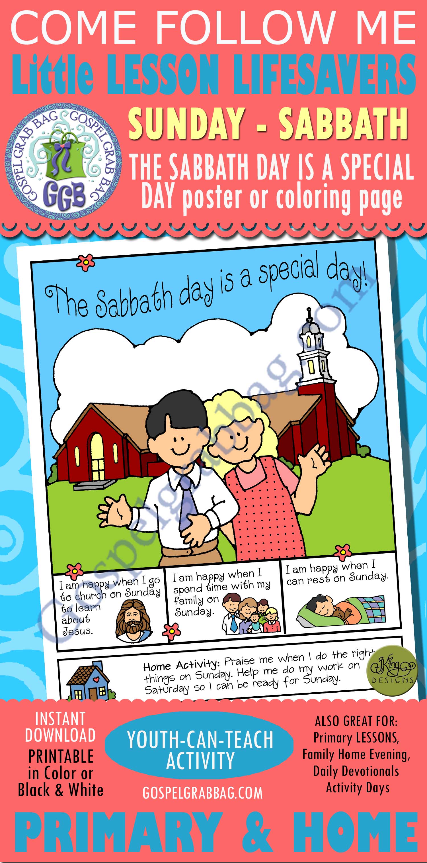 The Sabbath day is a special day! poster or coloring page