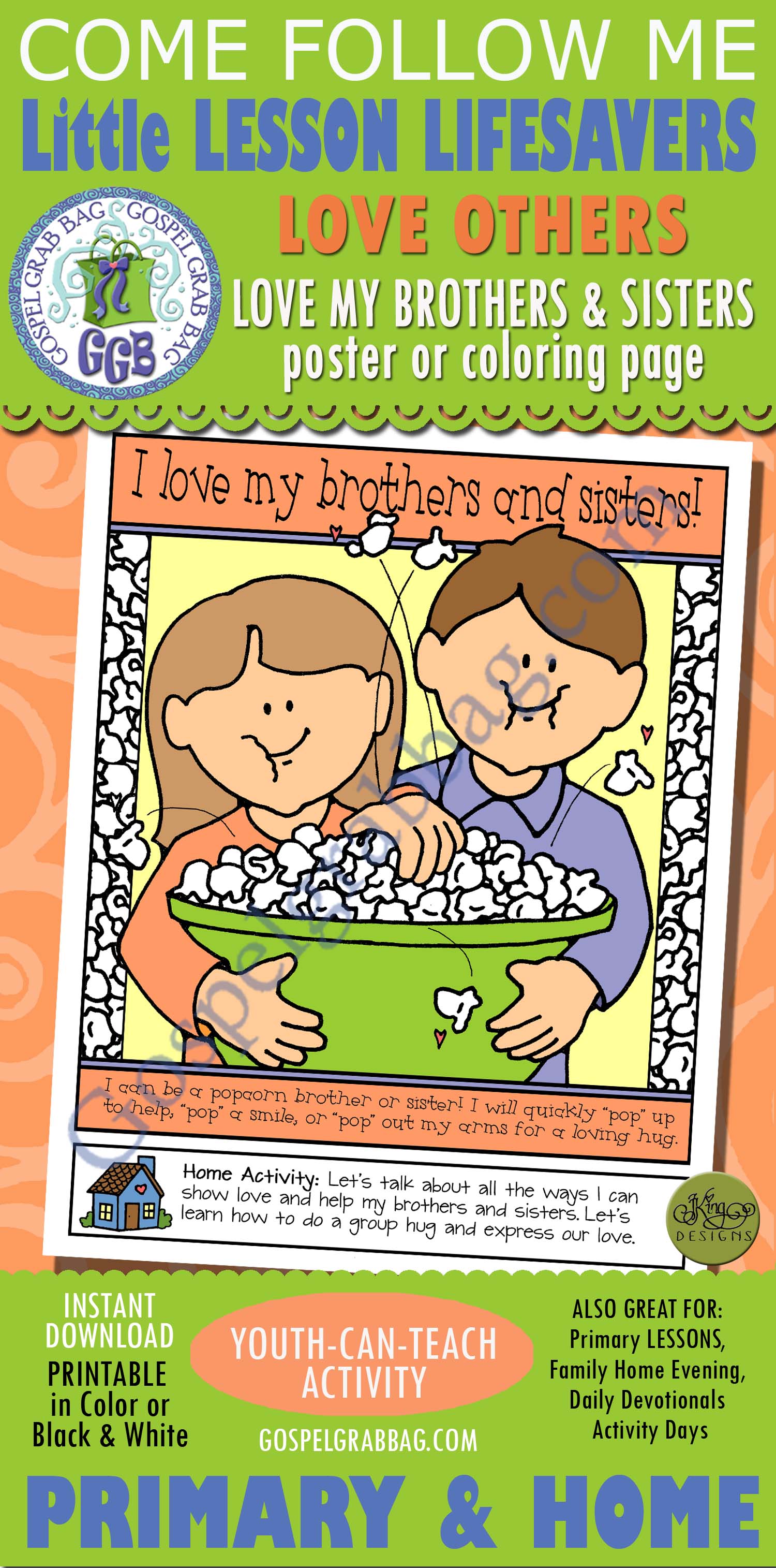 I love my brothers and sisters! poster or coloring page