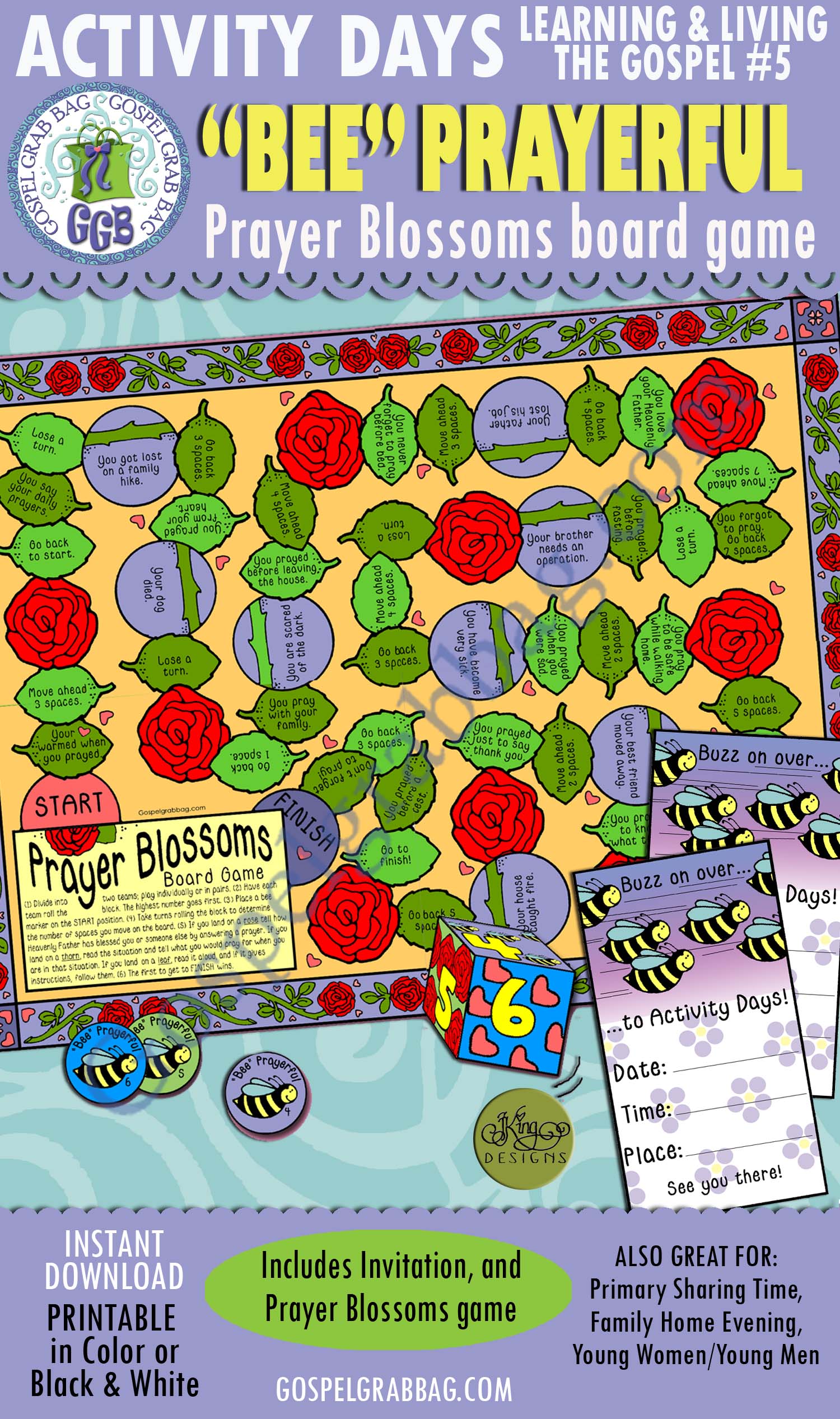 $3.75 PRAYER: Activity Days: Learning and Living the Gospel, Goal 5 Invitation, Activity: Prayer Blossoms board game