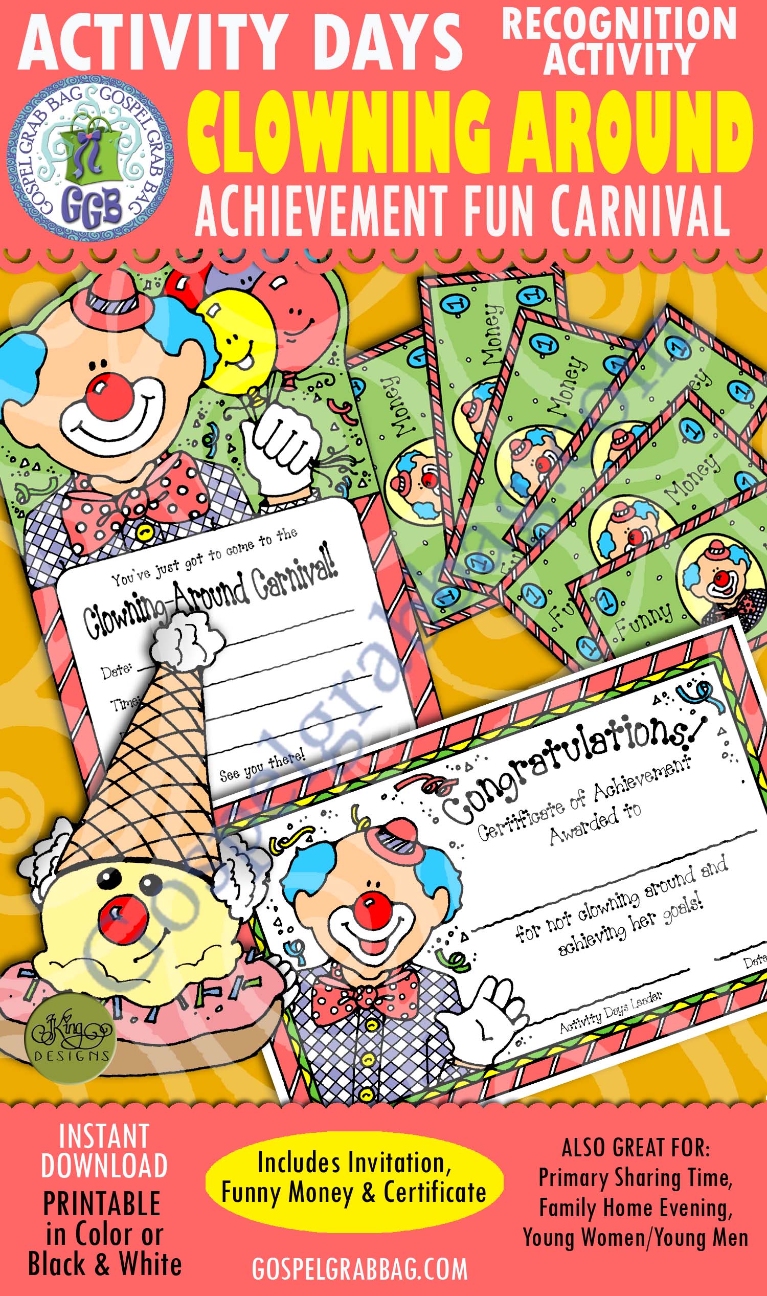 $3.75 Activity Days - Recognition Activity: Clowning Around Carnival - For "Faith in God" Program