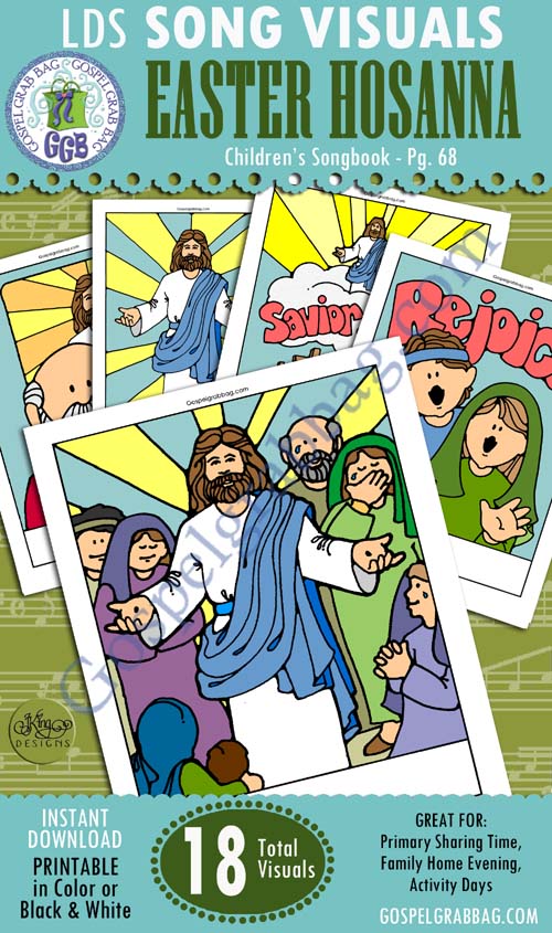 $3.00 Easter/Resurrection - "Easter Hosanna?" Children's Songbook p. 68 Song Visuals for Primary Music practice songs, LDS Primary, Primary Sharing Time, Family Home Evening, GospelGrabBag.com