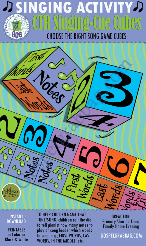 $2.00 CTR (Choose the Right) Songs Singing Cube singing meter: Primary Music Singing Time Activities to Motivate Children to Sing, download from GospelGrabBag.com