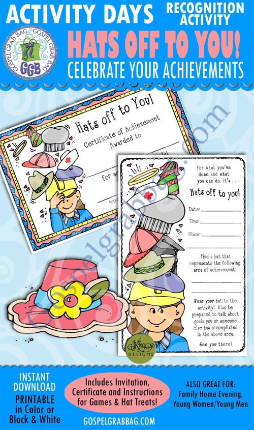 $3.00 Activity Days - Recognition Activity: Hats off to You! - For "Faith in God" Program