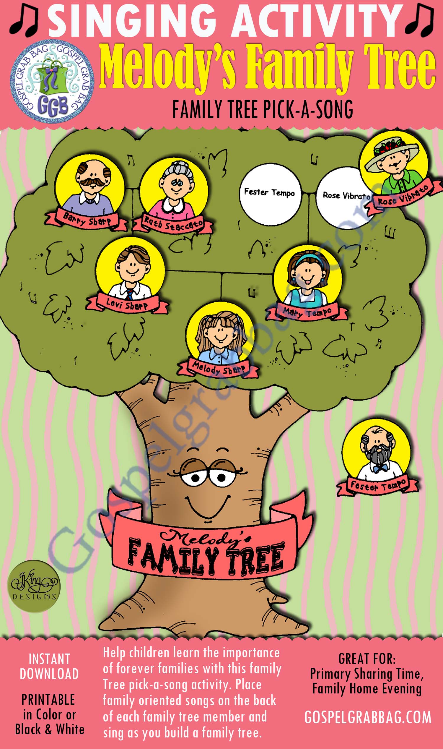 Melody's Family Tree pick-a-song activity