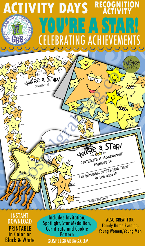 $3.00 LDS "Faith in God" Activity Days - Recognition Activity: You're a Star! - For "Faith in God" Program