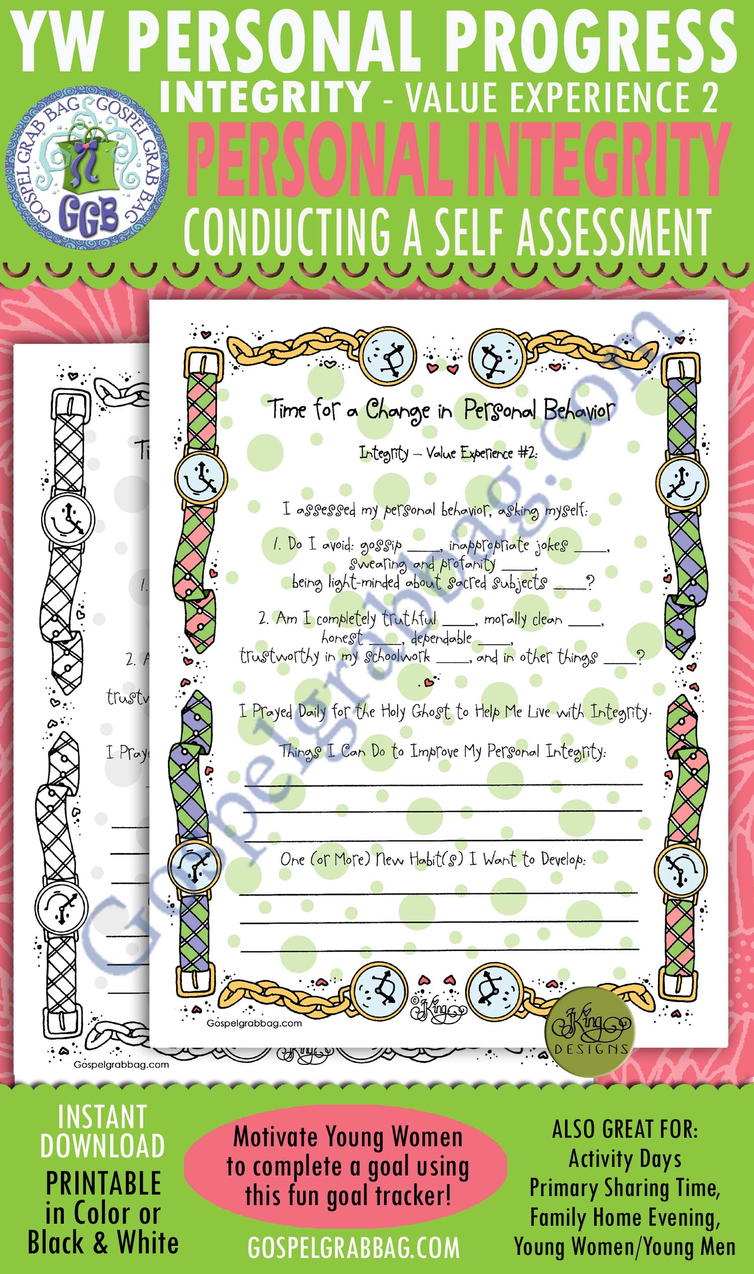 $1.75 INTEGRITY Planner "Time for a Change in Personal Behavior"