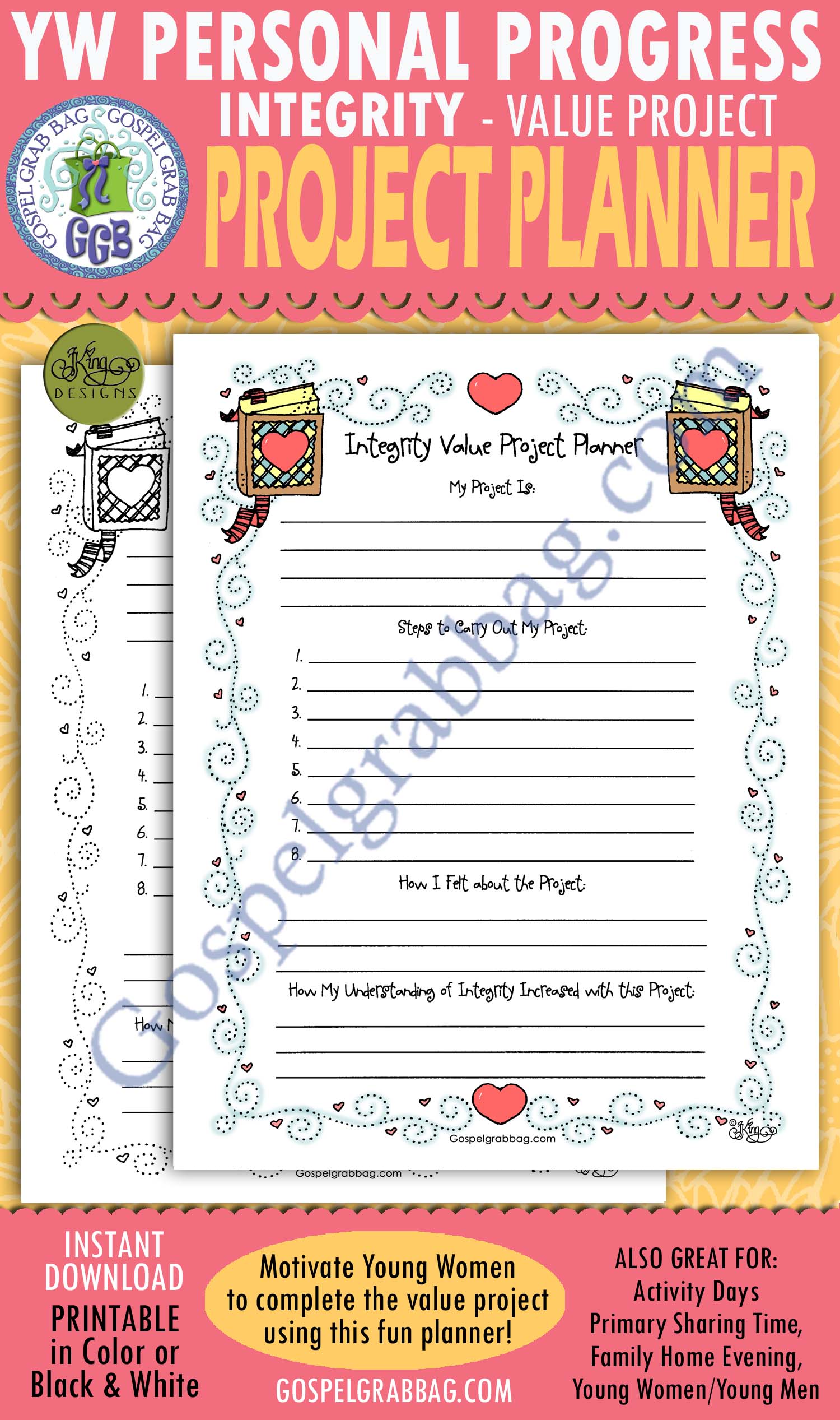 $2.00 Personal Progress planner form for INTEGRITY