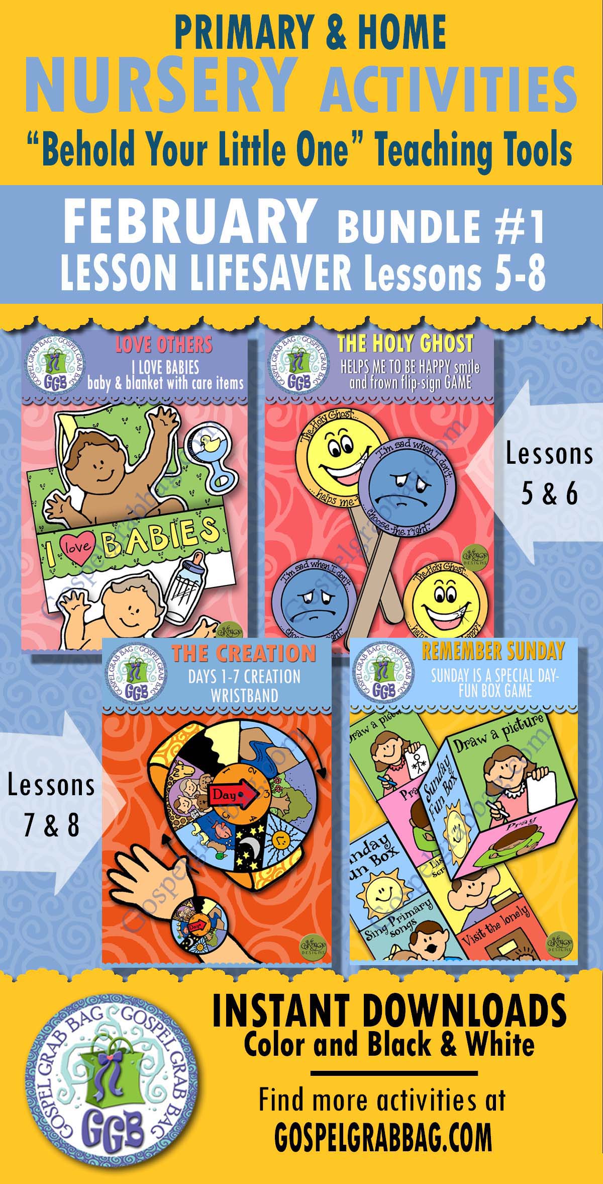 $4.50 Little LESSON LIFESAVER Activities for Nursery or Come Follow Me Primary and Home lessons, family home evening