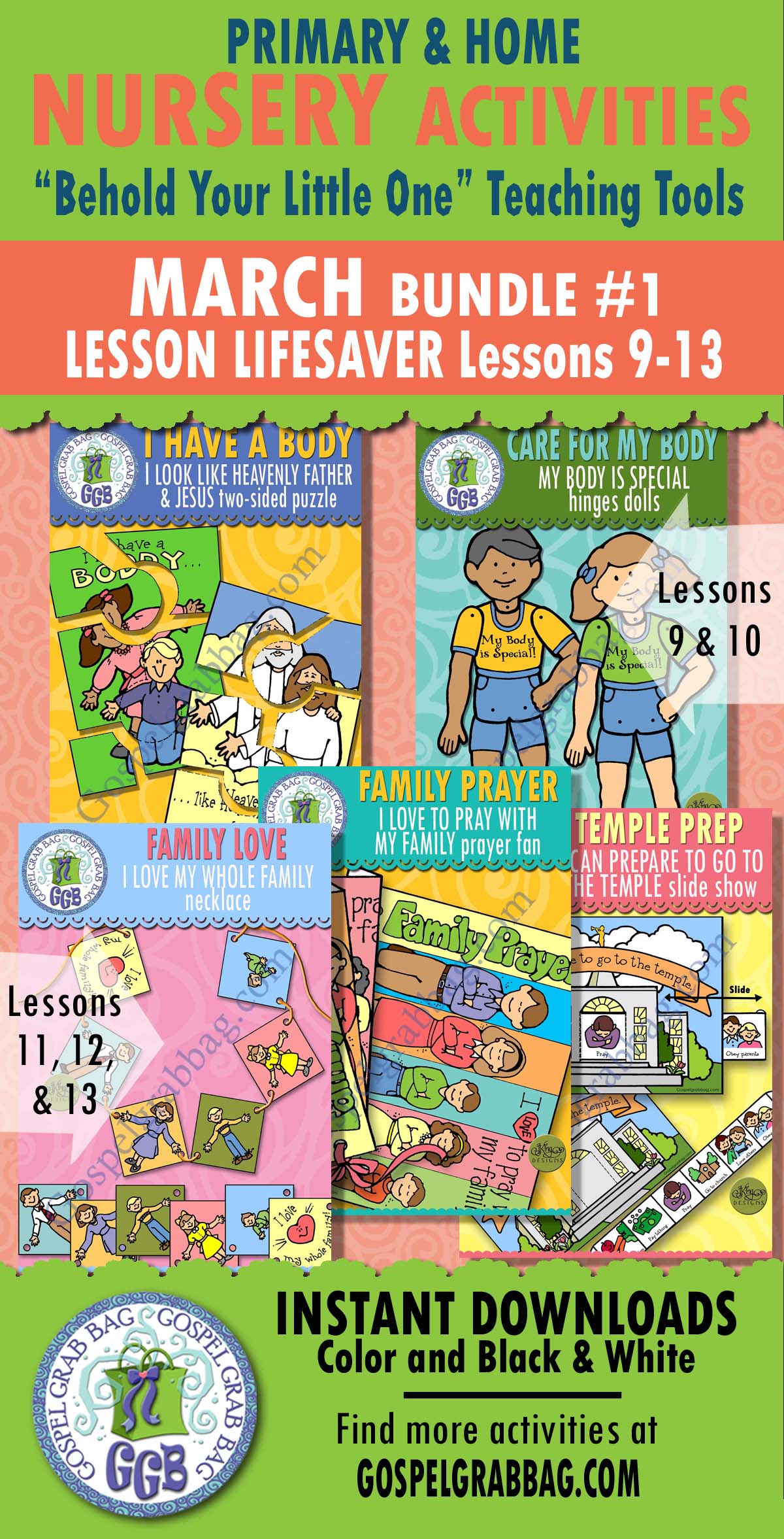 $6.00 Little LESSON LIFESAVER Activities for Nursery Lessons 9-13