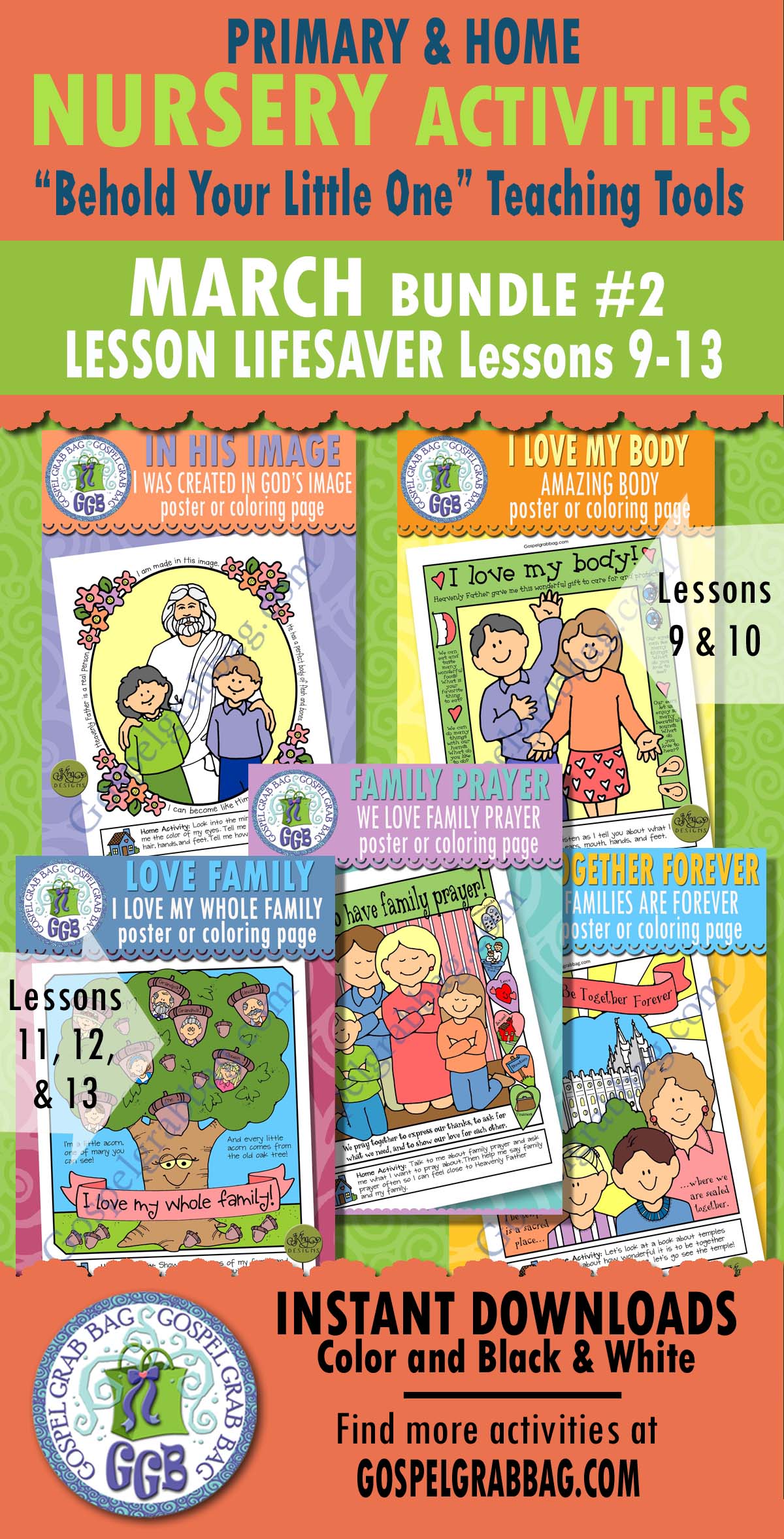 $6.00 Little LESSON LIFESAVER Activities for Nursery Lessons 9-13
