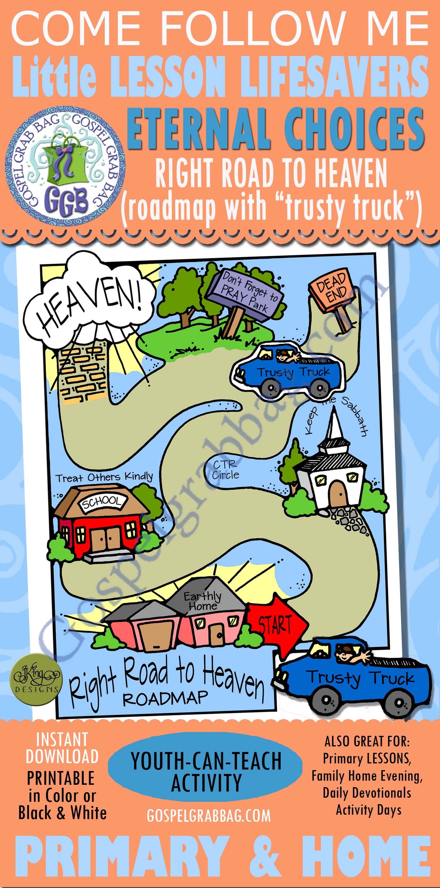 RIGHT ROAD TO HEAVEN Map with “Trusty Truck”