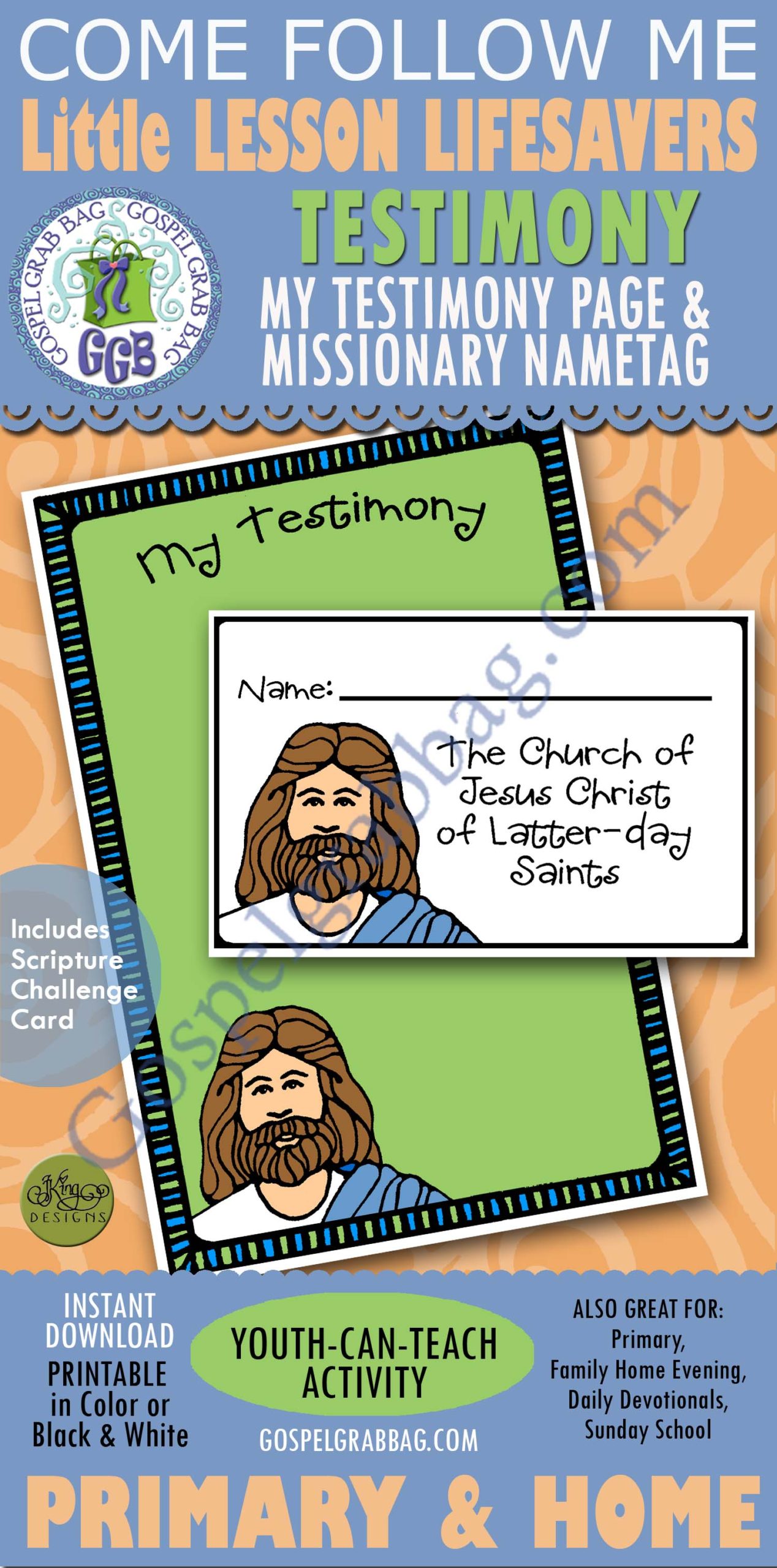 Share My Testimony of Jesus Testimony Page and Missionary Name tag