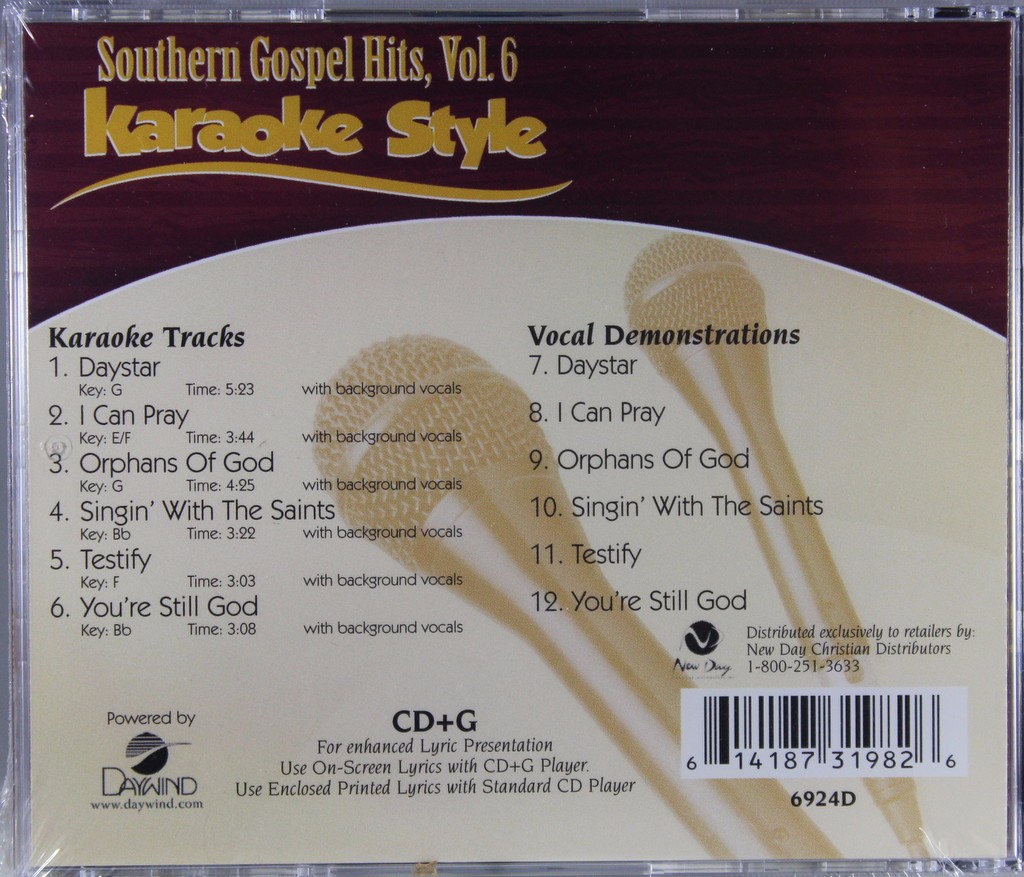 Join the christian accompaniment tracks mailing list and get every praise by hezekiah free!please allow 24 hrs for email delivery Southern Gospel Hits Vol 6 Karaoke Style Cd G Gospel Music Warehouse