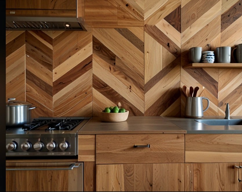 Chevron Wood Backsplash