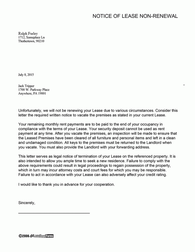 .notice of lease renewal is a letter sent by a landlord or his authorized agents notifying their tenant of their decision to renew the tenant's lease on the it is important that this letter is delivered some days before the expiration of the tenant's current lease. Lease Renewal Letter To Tenant - Gotilo.org