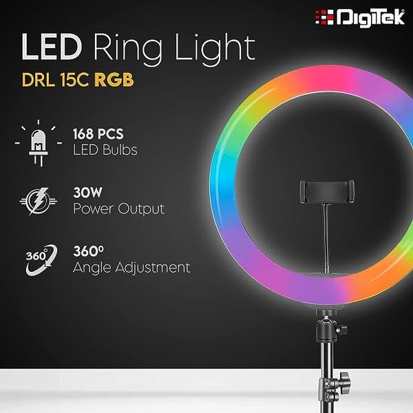 18 Inch RGB LED Ring Light With 16 Colour Modes Adjustable Dimmable Lighting - Image 5