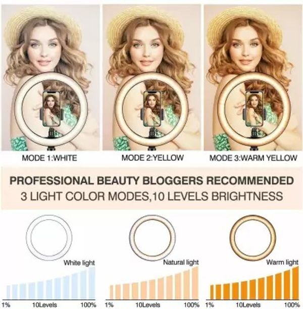 18 Inch Selfie Ring Light LED Studio Photoshoot Flash Light Dimmable Shooting Light with Mobile Phone Holder for Makeup/YouTube Videos Camera Photography Insta Reels Live Streaming - Image 5