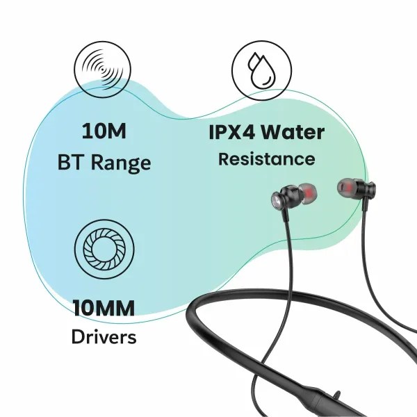 LYNE by U&i Rover 17 40Hours Battery Backup Wireless Neckband with IPX4 and Magnetic Earbuds Bluetooth Gaming Headset (Water Resistant) - Image 5