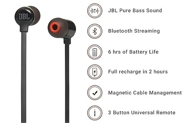 JBL T160BT By Harman Wireless In-Ear Neckband Headphones With Mic - Image 3
