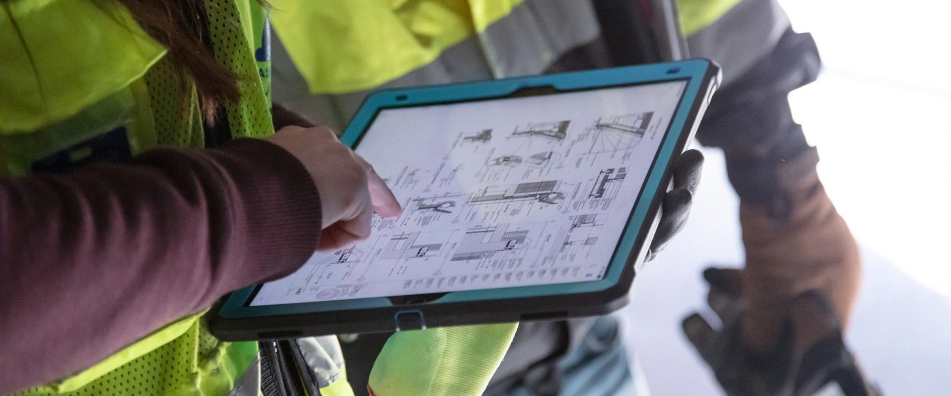 tablet with technical drawings