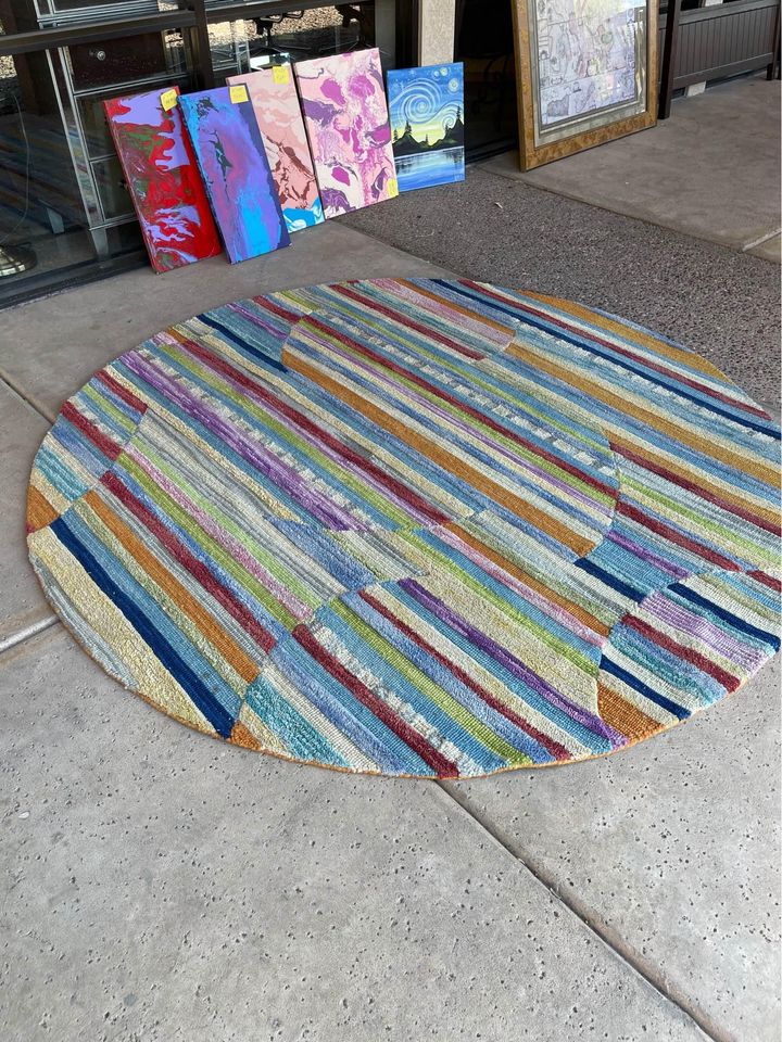 Colorful Round Geometric Rug
