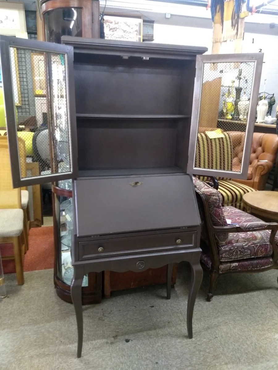 Secretary Desk with Metal Mesh Cabinet Doors