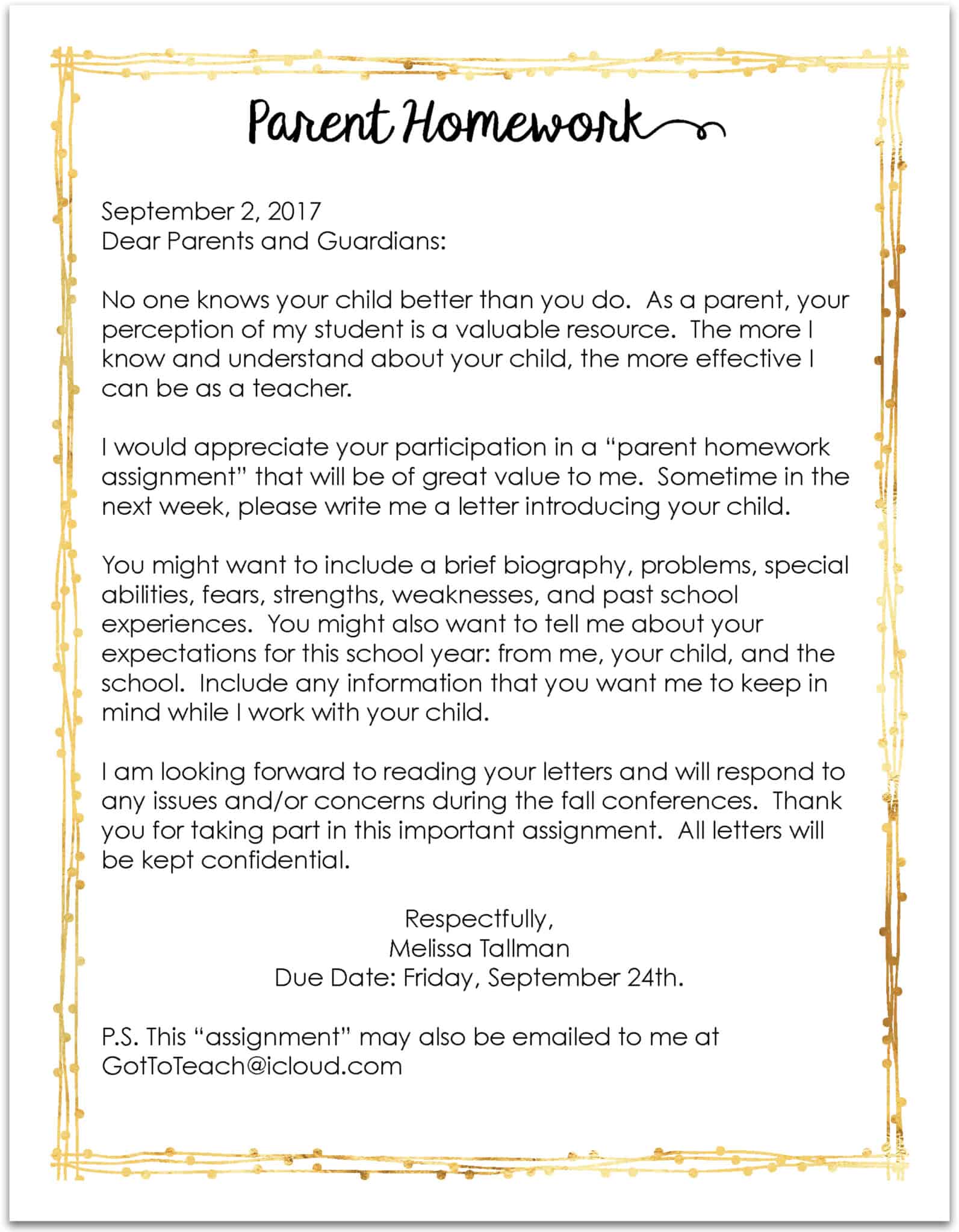 Dear parents of entrepreneurs, where should we begin? Teachers, You Must Send This Letter Home on the First Day ...