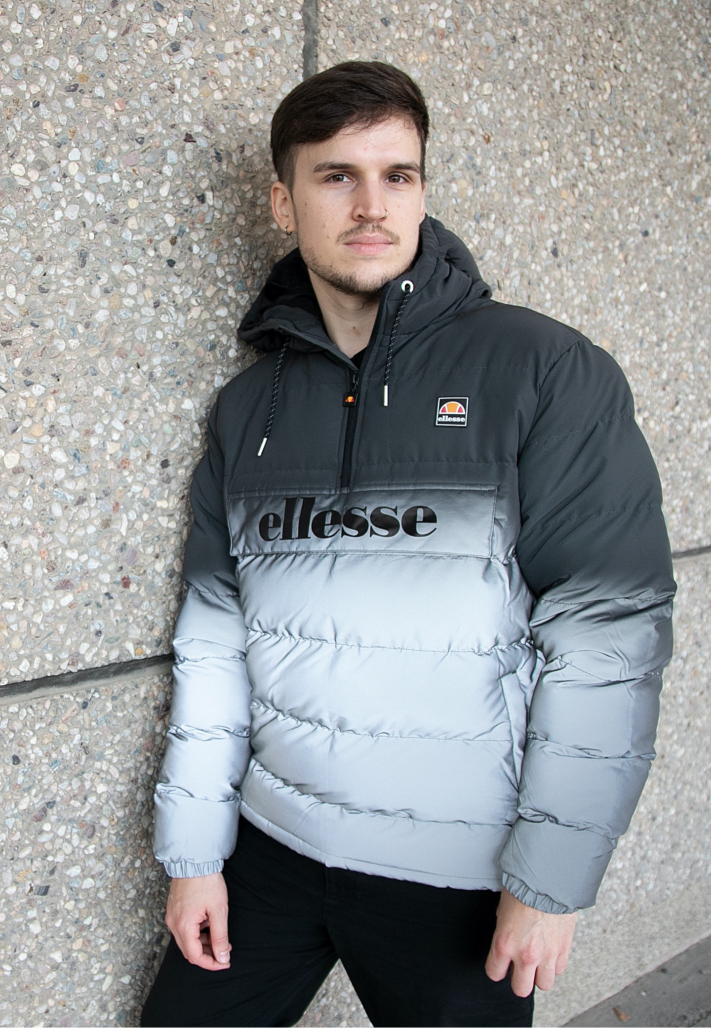 Ellesse Pilazzo Black/Silver Reflective Jacken Gatefold's