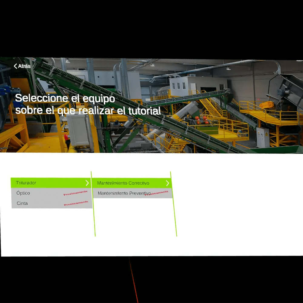 App manage and training machinery interface Training selection