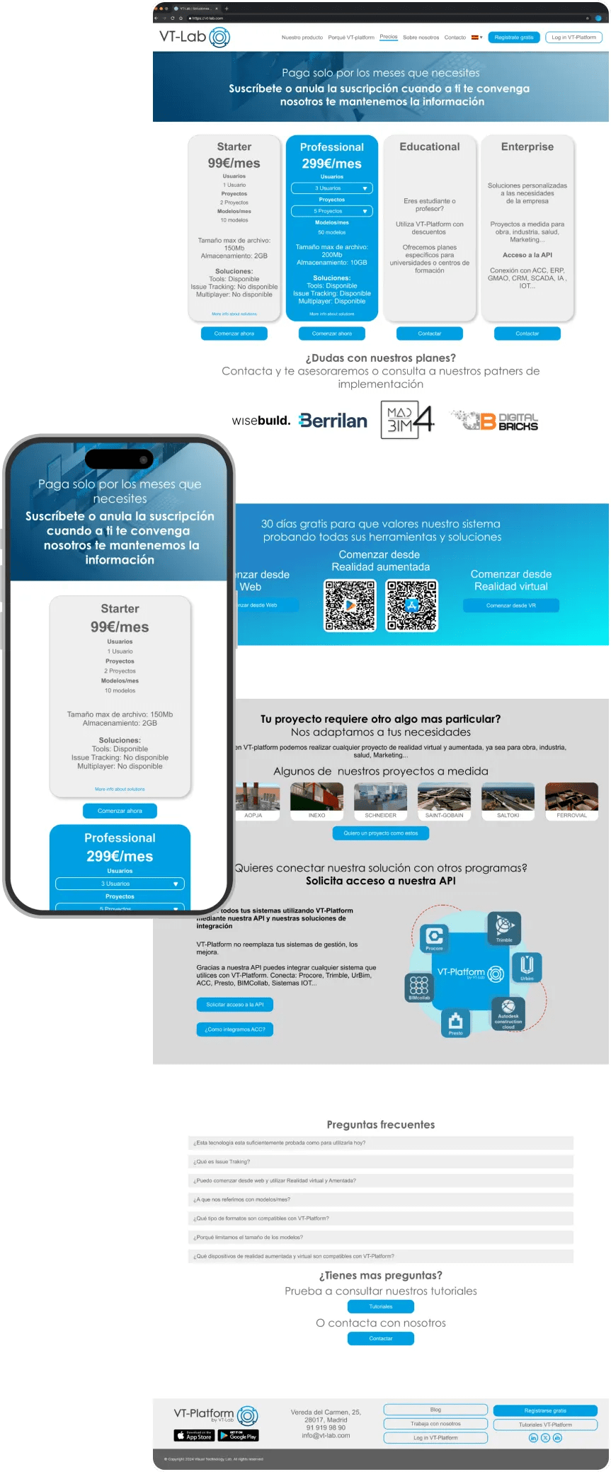 High-fidelity prototype of tech service website AR_VR web creation vt lab