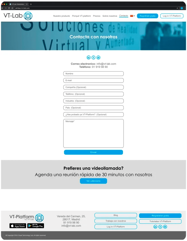 Interactive web design for emerging technologies company AR_VR web creation