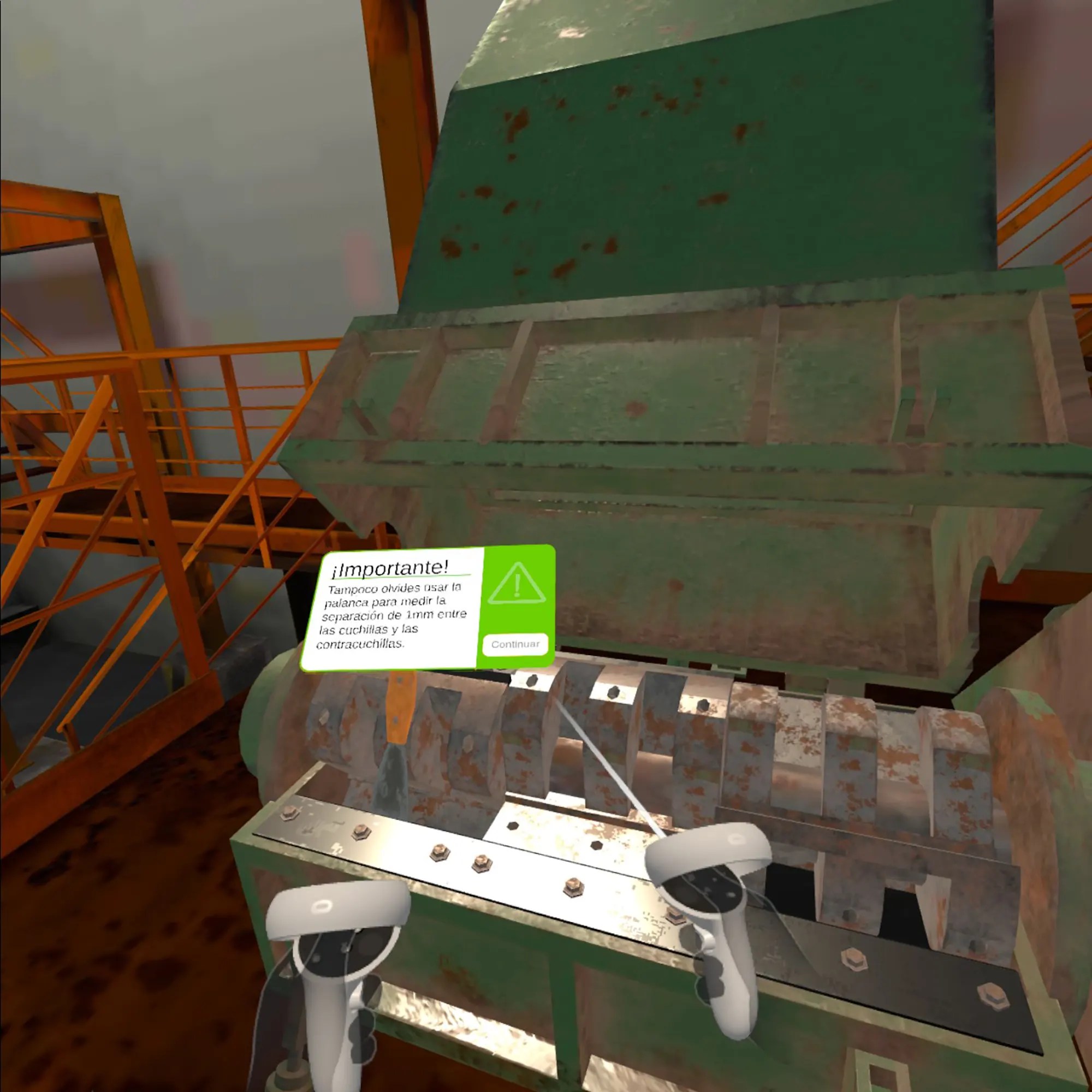 Maintenance VR app for training in danger situations in a plant Attention feedback