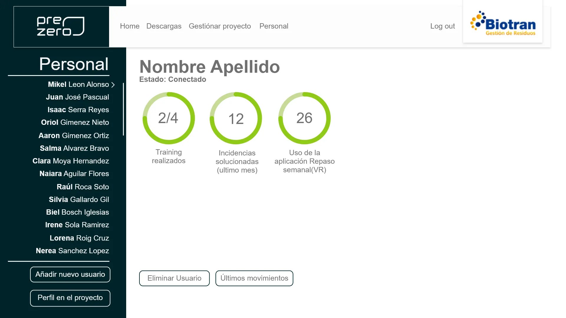 Personal Dashboard control platform control trainings in Virtual reality for industry