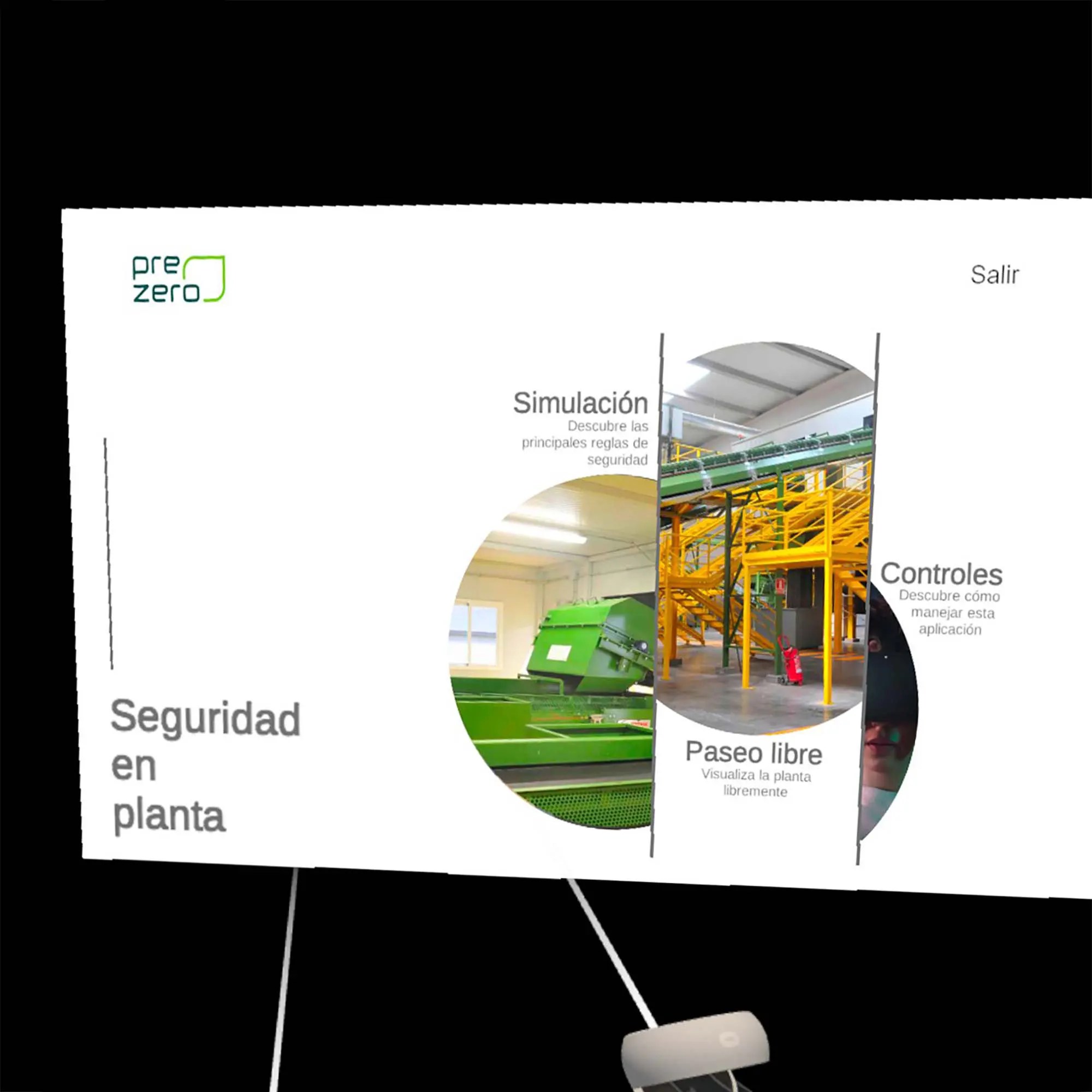 Security app for training in danger situations in a plant Main menu