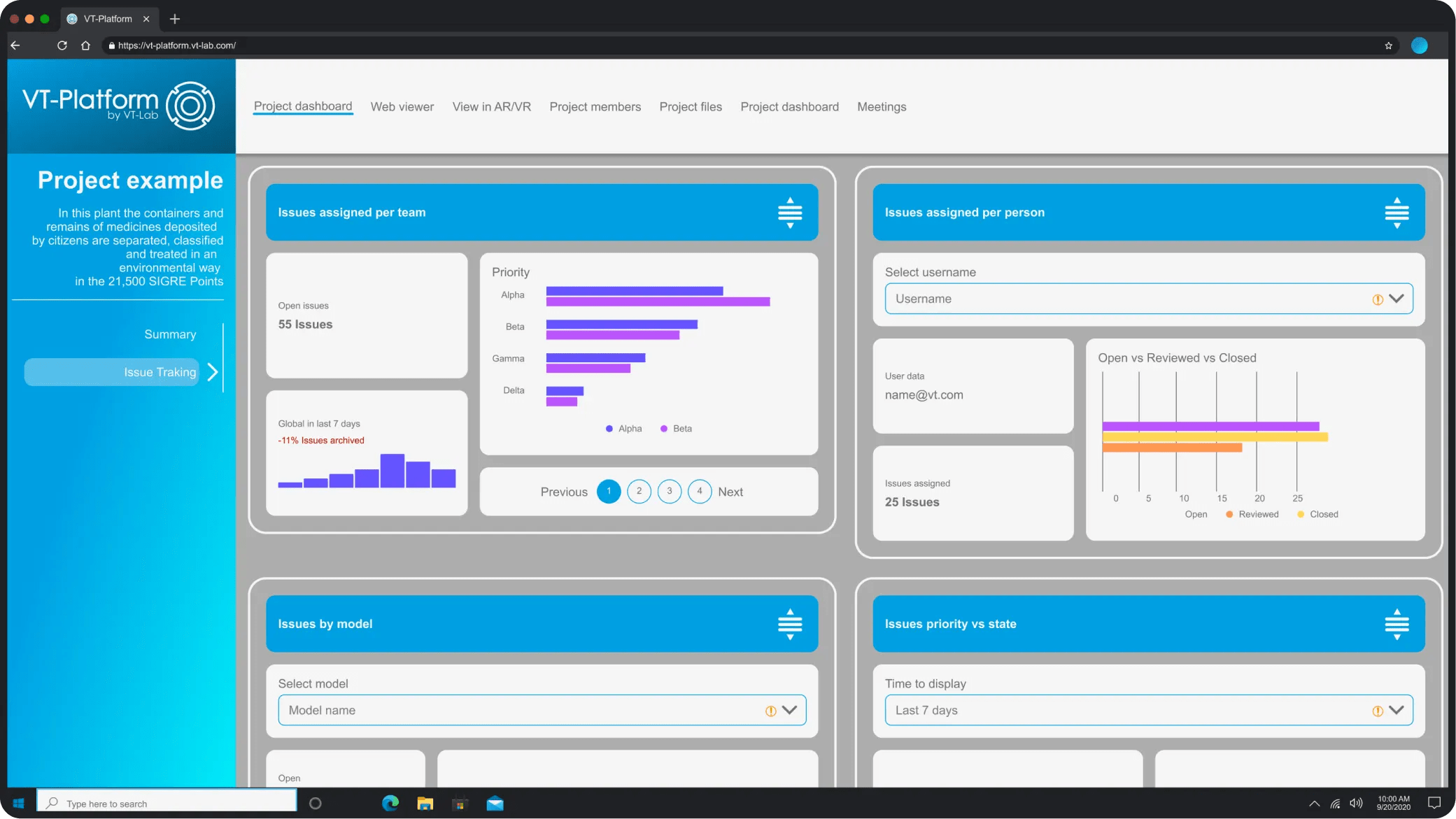 Dashboard diseño de interfaz ux ui multiplataforma vt lab