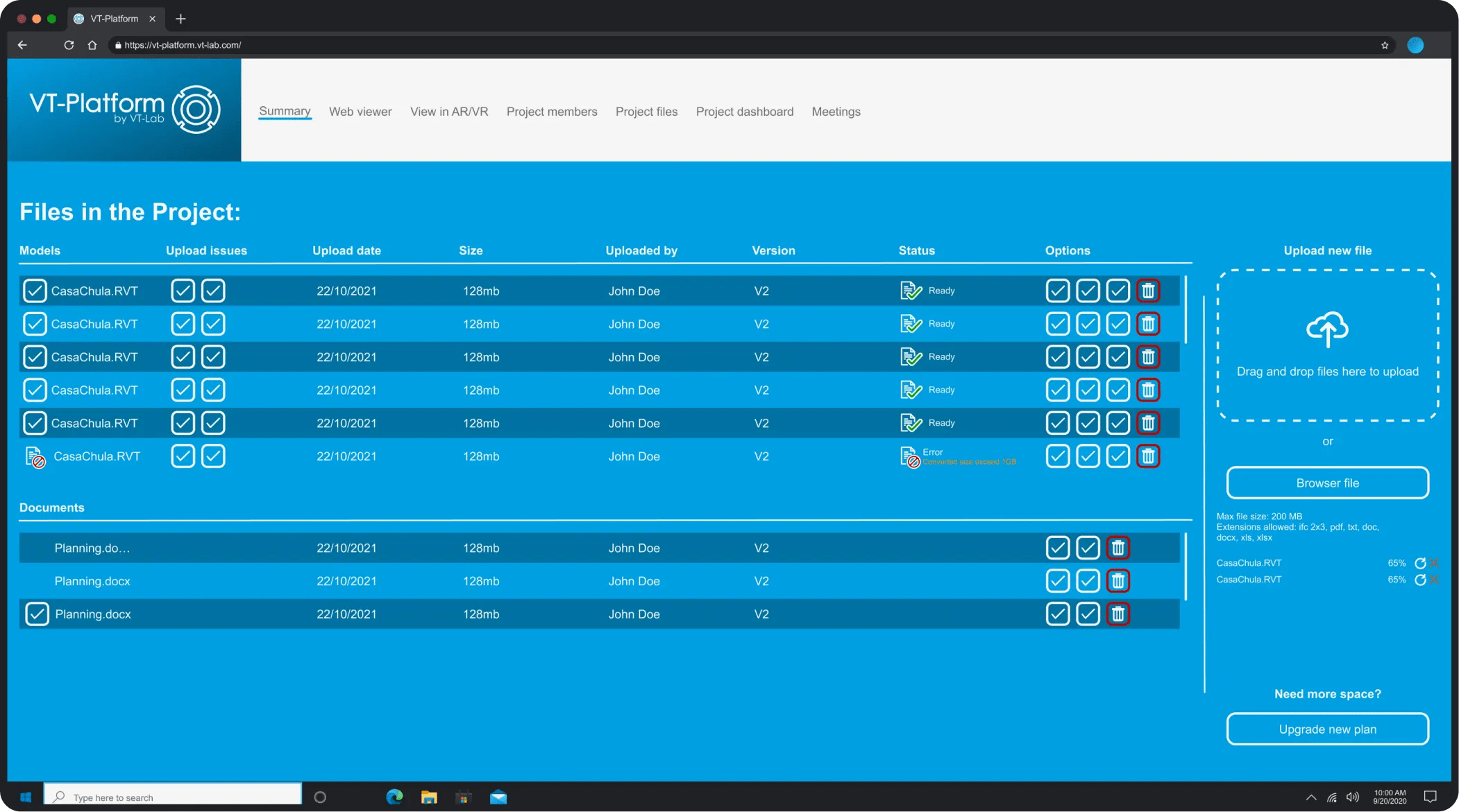 Diseño de plataforma multidispositivo ux ui ar vr pantalla de carga de archivos