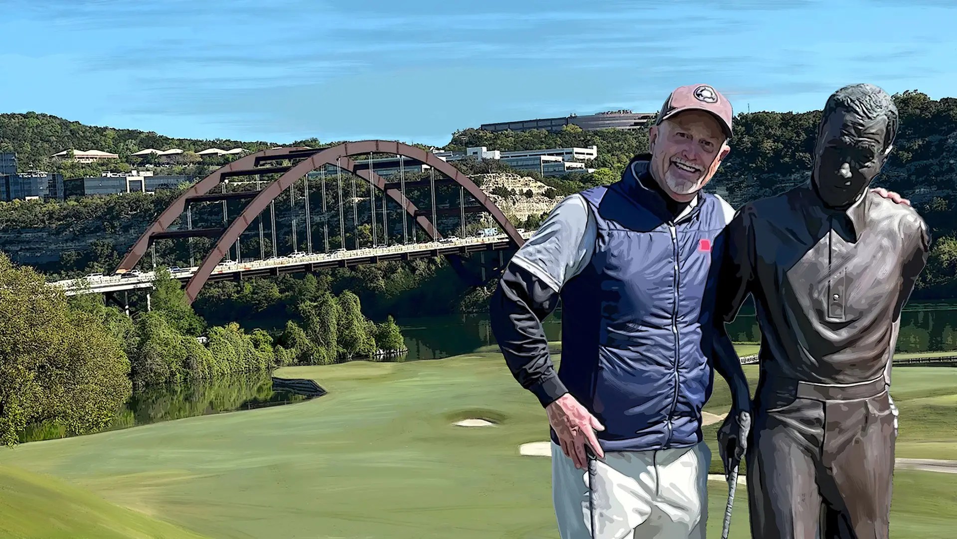 Hanging with my friend, Harvey Penick, at Austin Country Club, Austin, TX.