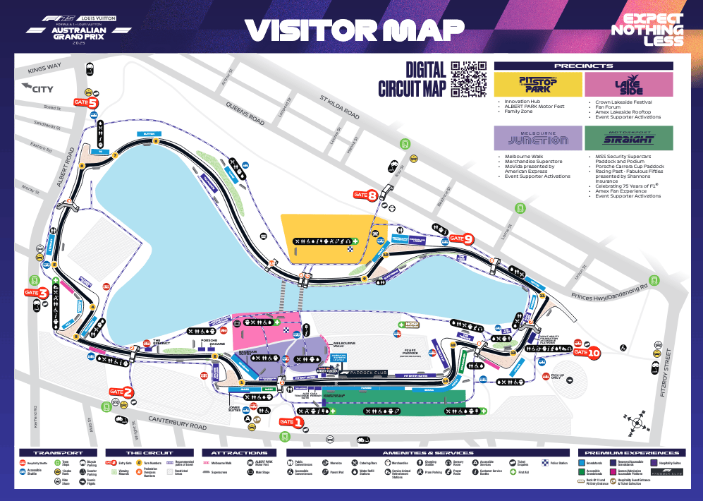 Trackside At Albert Park 2026 Australian Grand Prix Fan Fury Sports 2025 Australian Grand Prix Spectator Map 