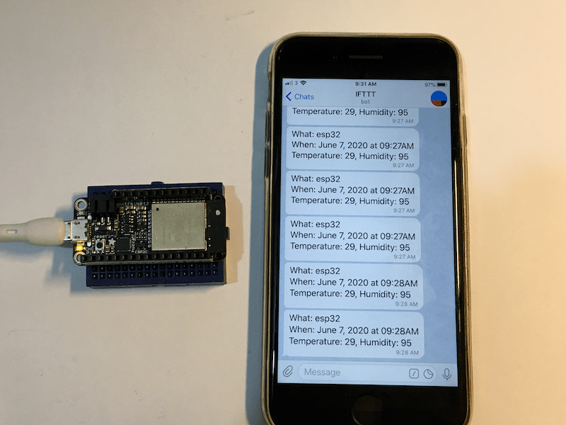 Send Notifications From ESP32 To Telegram With IFTTT | GPIO.CC Learning
