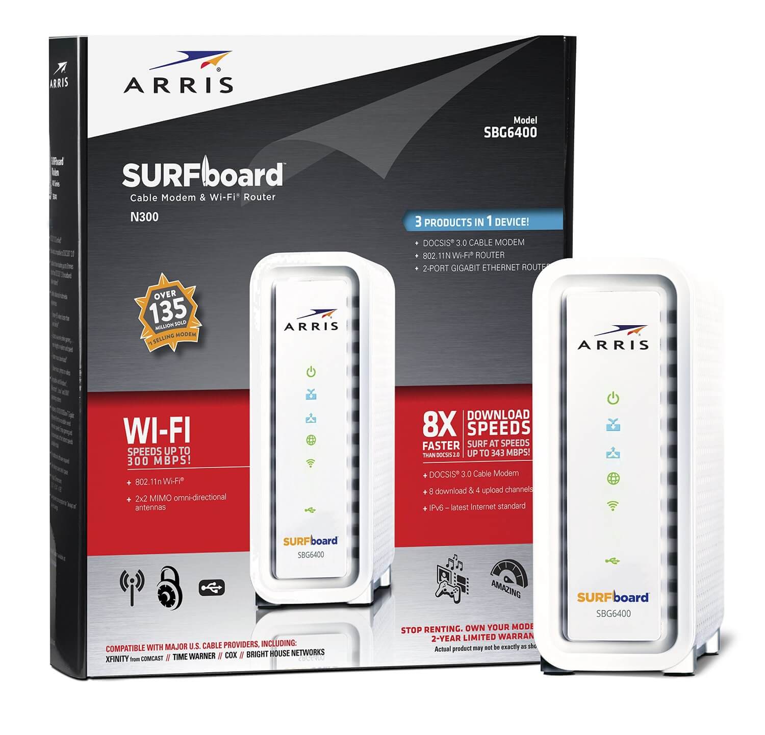 Best Modem Router Combo for ISPs  (Comcast Xfinity/Time Warner/Cox)  – ARRIS SURFboard SBG6400 