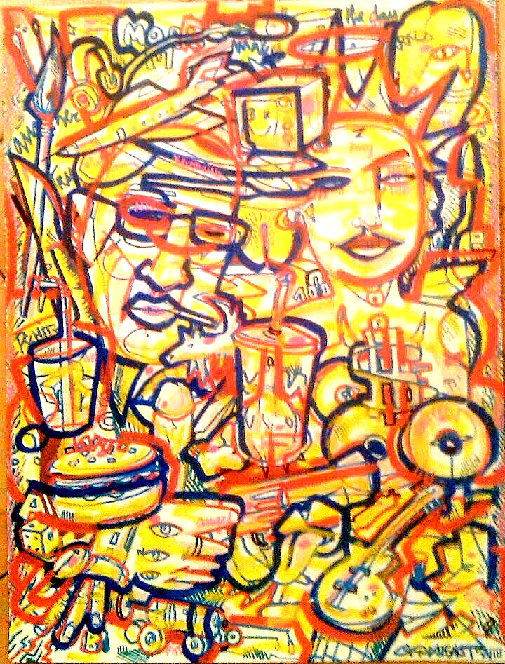 "Graffidraw in your face" (mixed medias on paper, 45x60cm), 1000 euros