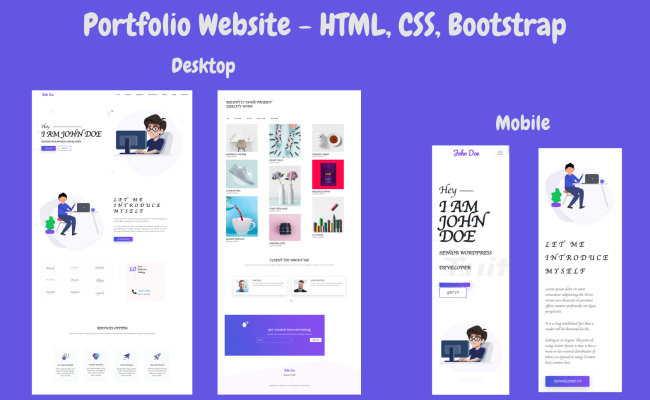 Build A Portfolio Website With HTML, CSS, And Bootstrap - Grabbble