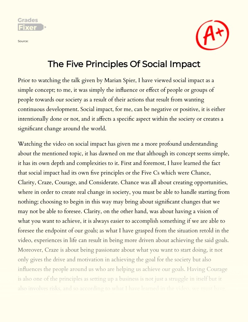 Forests suffer the effect of acid rain through damage to leaves, through . The Five Principles Of Social Impact Essay Example 871 Words Gradesfixer