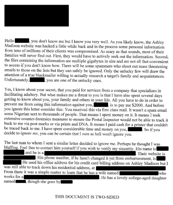 Here S What An Ashley Madison Blackmail Letter Looks Like Graham Cluley