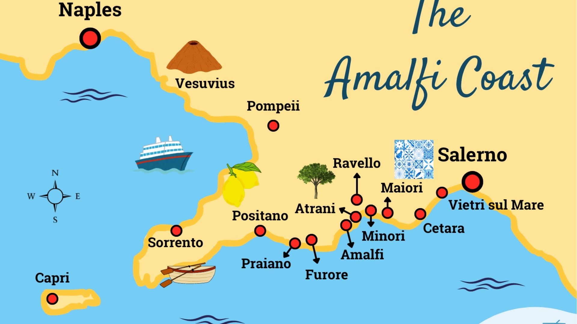 Amalfi Coast Location Map Towns Travel Guide GrahmsGuide Image8 3 